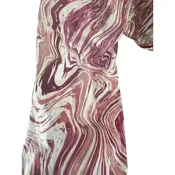 Womens Red White Marble Design Crop Top‎ Balloon Sleeve Size Medium M Midriff - Picture 7 of 13